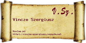 Vincze Szergiusz névjegykártya